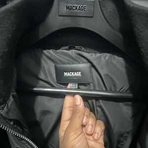 Mackage Adali down fur coat with faux fur all black size large